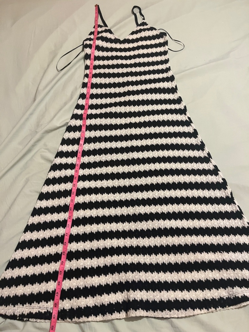 Zara Striped Cotton Knit Midi Dress SIZE S - Picture 7 of 7